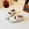 Girls Korean Flower Cross Strap Mary Jane Shoes Leather Casual Princess Shoes for Spring Autumn