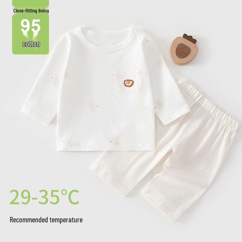 Cute Lion Cotton Baby Pajama Set - Summer Thin Air Conditioning Suit