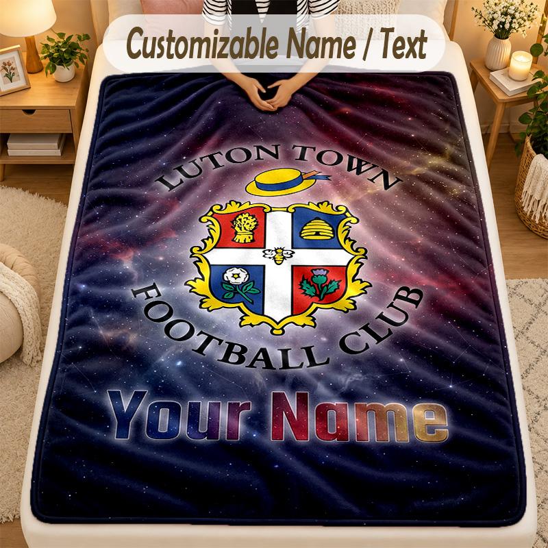 Flannel BlanketLuton Town Custom Name Text Personalized Soft Warm Throw Blanket Home Decor Gift