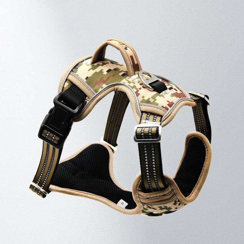 Classic Camouflage Pet Harness Adjustable Reflective Medium & Large Dog Harness Mesh Breathable with Control Handle To Prevent Bursting