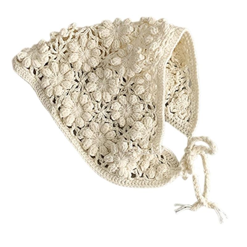 Verstellbares, gestricktes Baby-Kopftuch mit zartem Lochmuster, bequeme Kopfbedeckung, Haarschmuck für Babys und Kinder