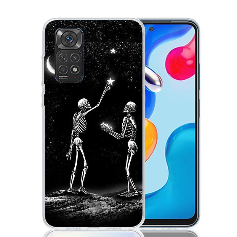 Anatomy Skeleton Heart Lovey Kiss Phone Case For Xiaomi Redmi Note 13 14 15 Pro Plus 12S 12 14S 11S 11E 10 10S 11 11T 5G 4G Cove