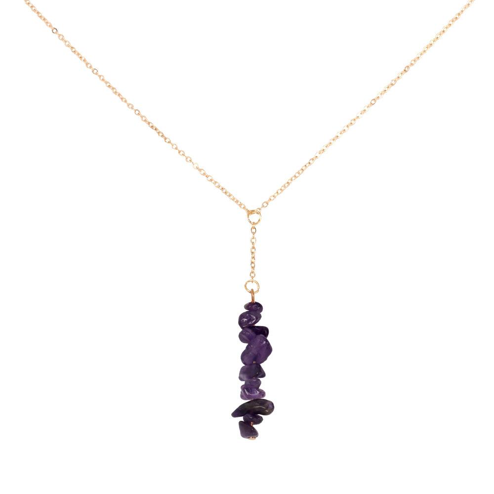 Creative Colorful Raw Crystal Pendant Necklace, Ins Trendy Clavicle Choker