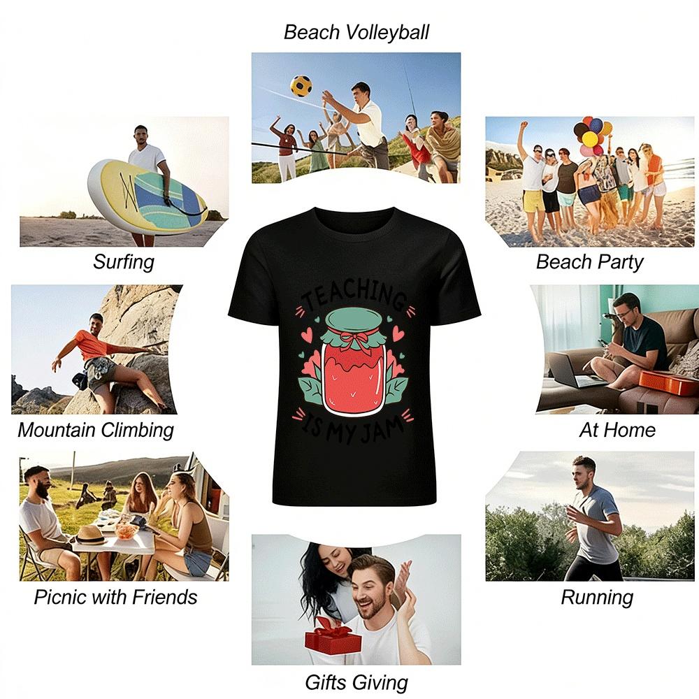 Teaching Is My Jam Graphic Casual Tee For Teachers Pure Cotton T-shirt