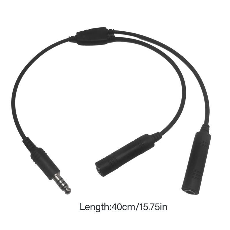 Professional U174/U Helicopter Headset Converter Cable Cord for Double Plugs Aviation Interfaces Tactical Communication