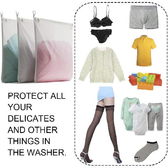 TENRAI 3 Pack (3 Medium) Delicates Laundry Bags, Bra Fine Mesh Wash Bag, Use YKK Zipper, Have Hanger Loops, Zippered, Protect Best Clothes in The
