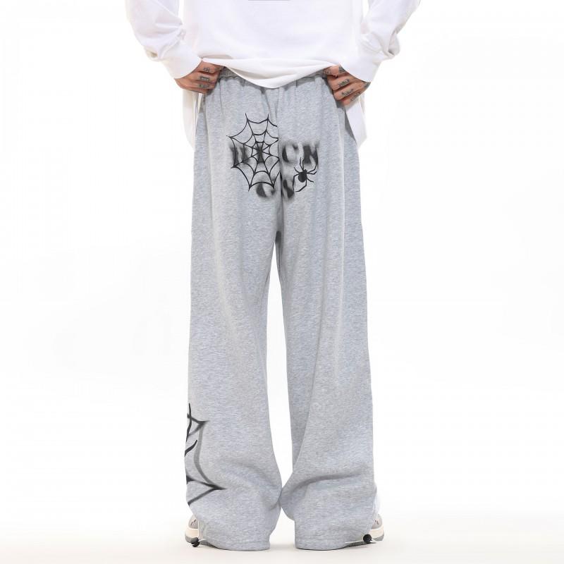 Oreeta Vintage Spider Print Sweatpants Men Women High Street Loose Casual Trousers