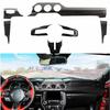7x Carbon Fiber Steering Wheel Dashboard Panel Trim Cover Kit For Ford Mustang