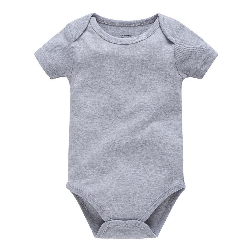 Summer Newborn 100% Cotton Short Sleeve Baby Romper - Plain Color with Snap Crotch, Customizable Print Children's Bodysuit