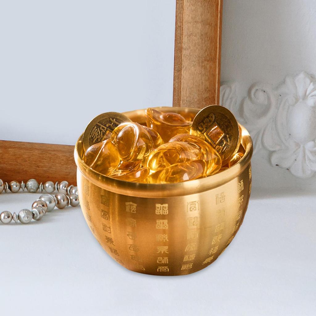Feng Shui Treasure Basin Brass Cornucopia Bowl for Year Desk Restaurants M