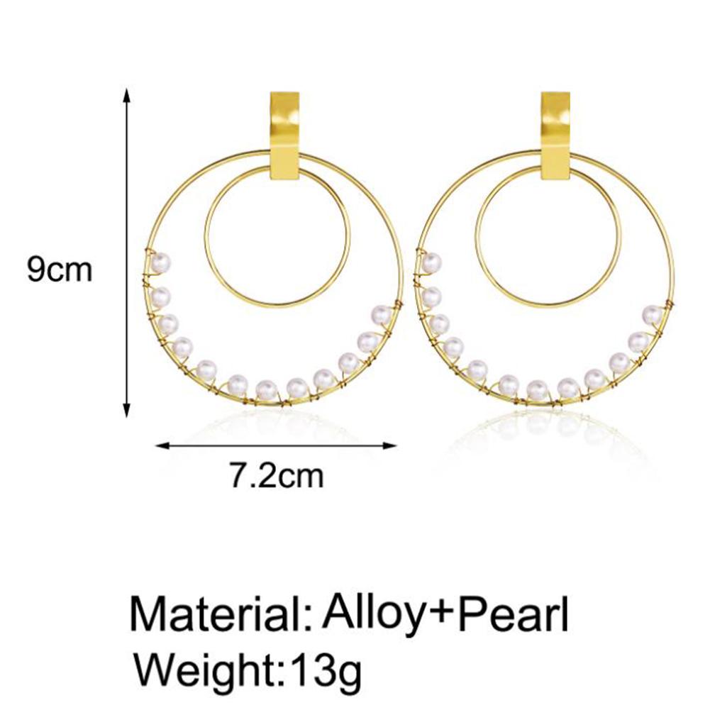 1 Pairs Of Earrings Alloy Retro Style Simple Golden Size Circle Winding Pearl Earrings