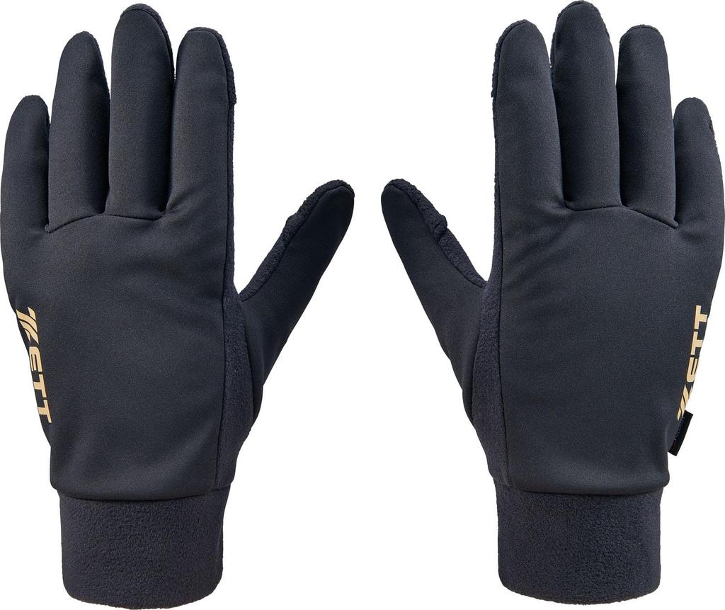 ZETT Baseball Cold Weather Fleece Black X Gold Size BG51114B Gloves, Gloves, (1982), M,