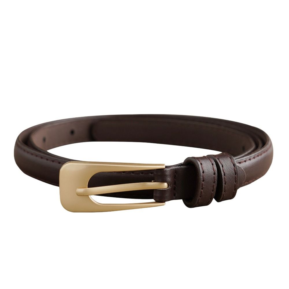 Zinc Zinc Alloy PU Leather Waistband Square Buckle Thin Waist Belt Classic Thin Belt  Jeans