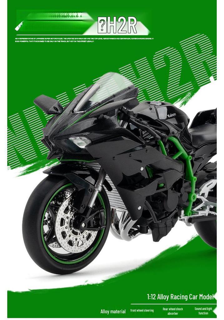 Chuanqi H2R Motorcycle Simulation Model with Base - Decorative Toy