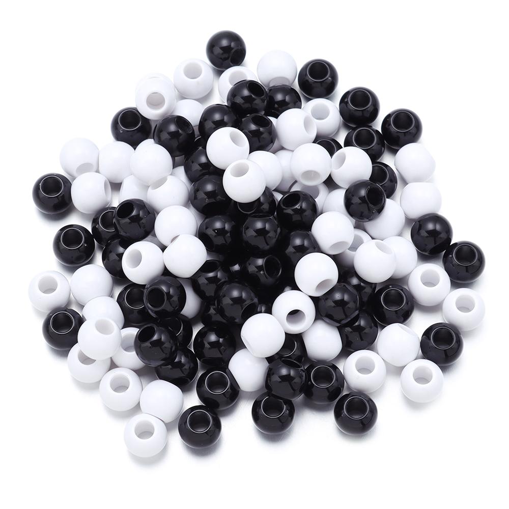 50-400pcs 6/8/10/12/14/16mm Solid Color Acrylic Beads Black White Big Hole Loose Round Beads For DIY Bracelet Necklace Wholesale
