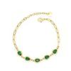 Elegant Gold-Plated Stainless Steel French Bracelet with Green Zirconia