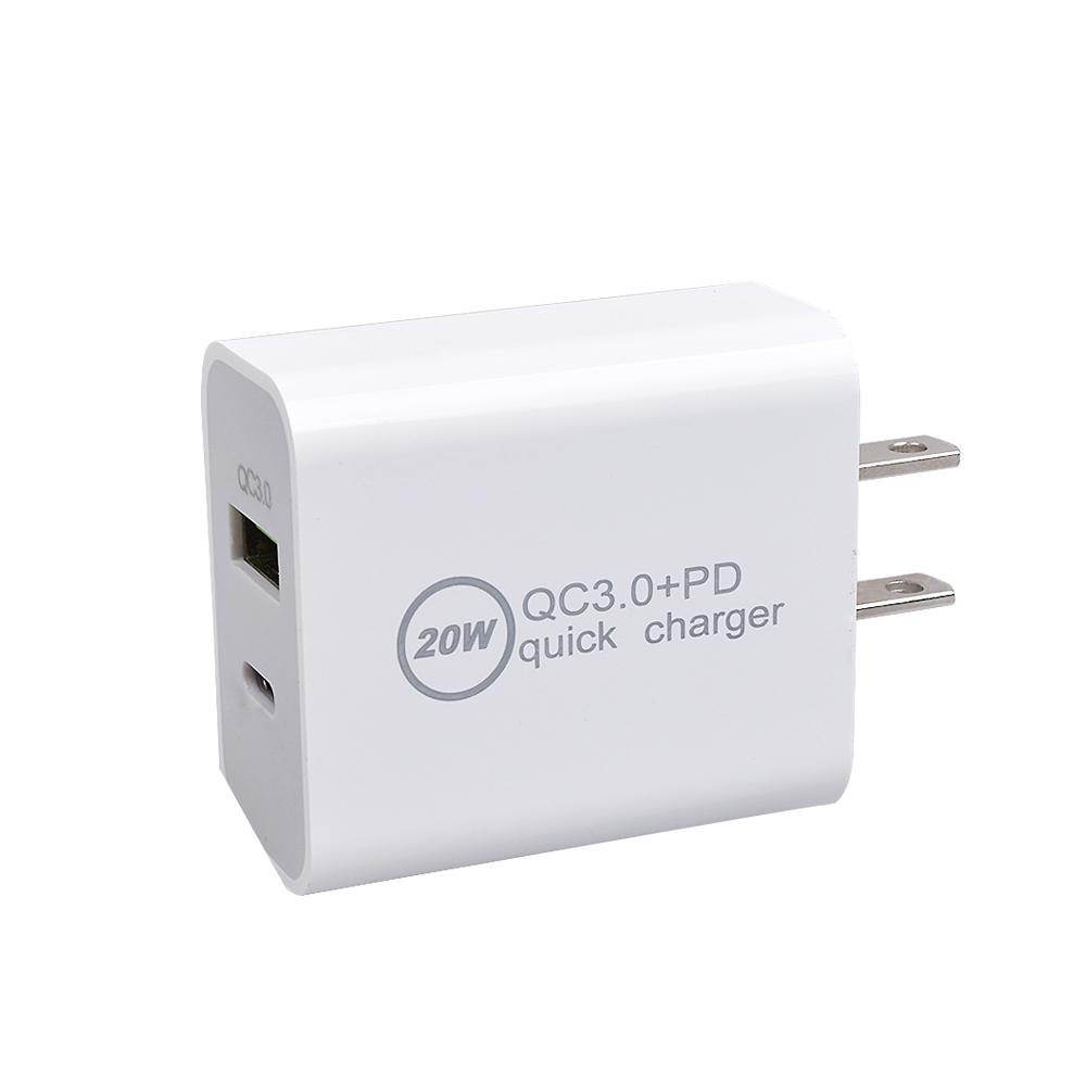 Best Selling EU US 20W Fast Charging Adapter Portable Dual Ports Type C Wall Charger for IPhone 12 13 14 Samsung PD 3.0 Function
