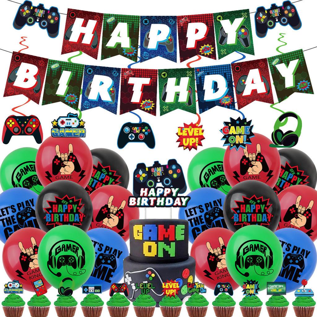 Game On Game Controller Foil Balloon Spiral Flag Set Party Decorations