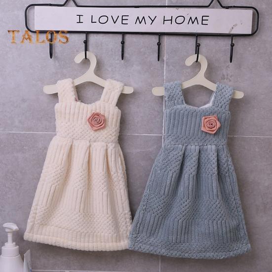Hand Towel Princess Dress Shape Wipe Towel Soft Coral Fleece Hanging Towel for Home Kitchen Bathroom