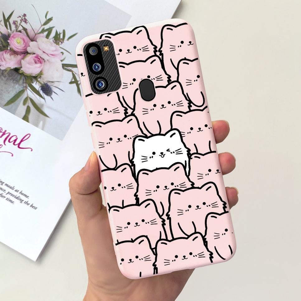 For Samsung Galaxy M21 2021 Case Cute Cat Fashion Girl Soft Silicone Cover For Samsung M21 2021 SM-M215G Bumper Phone Case Funda