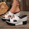 Fashion Women Summer Fashion Sandals Open Toe Wedge Hollow Metal Trend Decorative Versatile Sandals Thick Platform No Slip Shoes Women