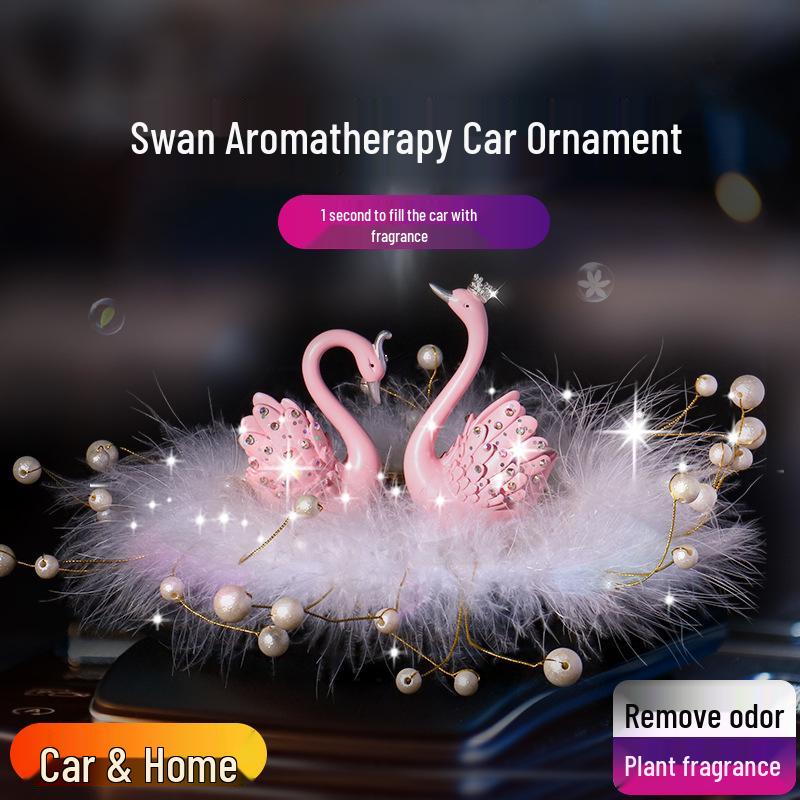 Coppia di Cigni con Strass Diffusore Deodorante - Decorazione Interno Auto