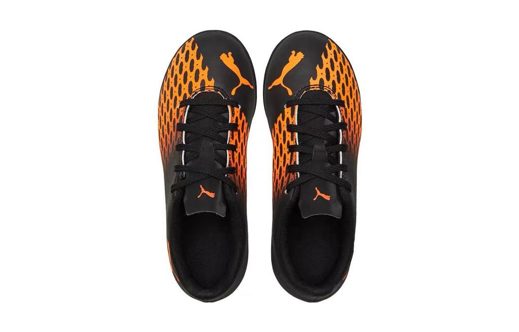 Puma Rapido 3 Spirit 3 TT Jr Abrasion Resistant Low Top Kids' Soccer Shoes Black Orange 106072-04
