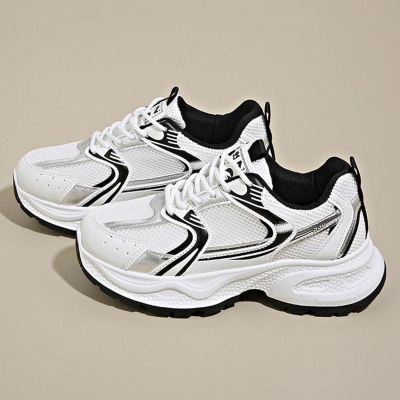 Fashion Comfortable Breathable Mesh Walking Sports Shoes Women Non Slip Platform Sneakers Woman Mix Color Lace Up Casual Shoes Mujer