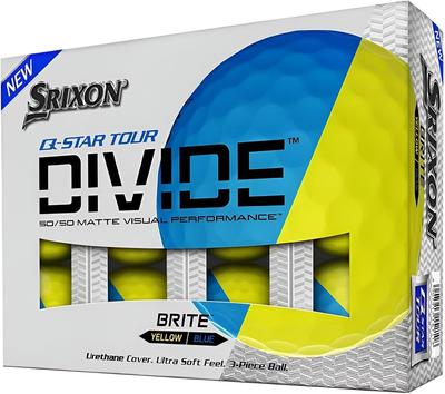 Golfové míčky SRIXON 2020 TOUR DIVIDE Žlutá x Modrá 1 tucet míčků USA Direct Import Q-STAR Fluorescent/Matte (celkem 12) Žlutá/modrá