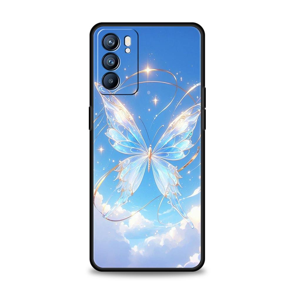Butterfly Design Phone Case For Oppo Reno 13 12 11 10 7 F Find X5 X6 A98 A80 A79 A78 A57 A54 A31 A17 Pro 5G Soft TPU Cover Capas