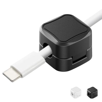 [Set of 4] Magnetic Cable Holders, Desk Cable Clips, Black, Wire Organizer, Strong Adhesive, Cord Clips for USB-C, Desk, Car, and Office Use