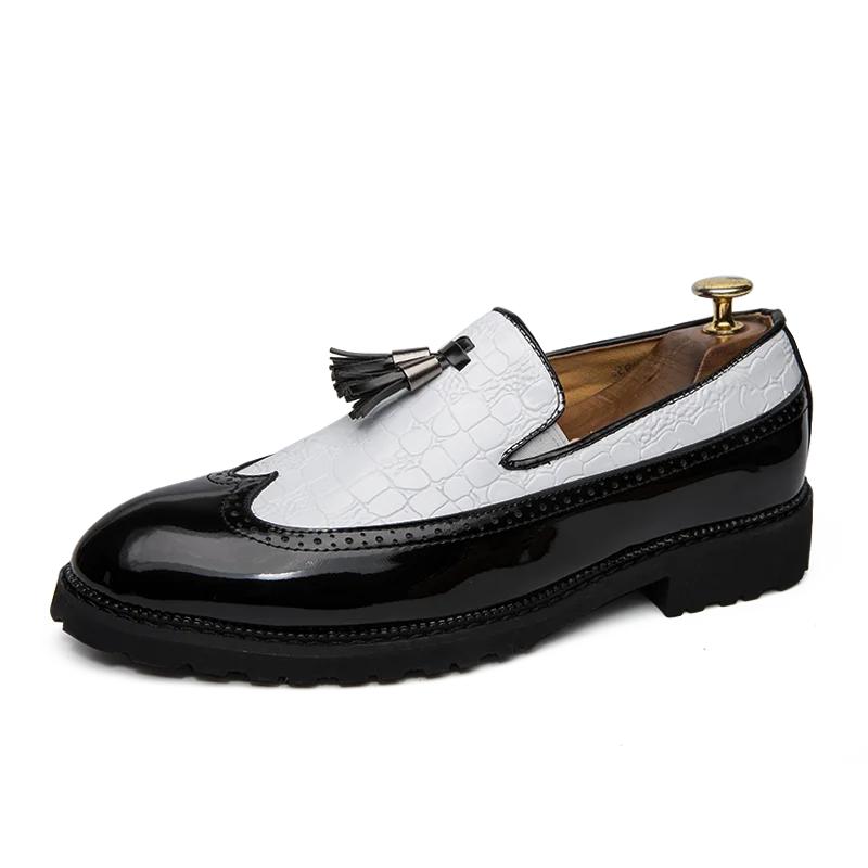 Fashion Fashion Leather Loafers Men Shoes Brogue Business Dress Pointed Oxford Shoes Fashion Platform Casual Shoes Men Driving Moccasin