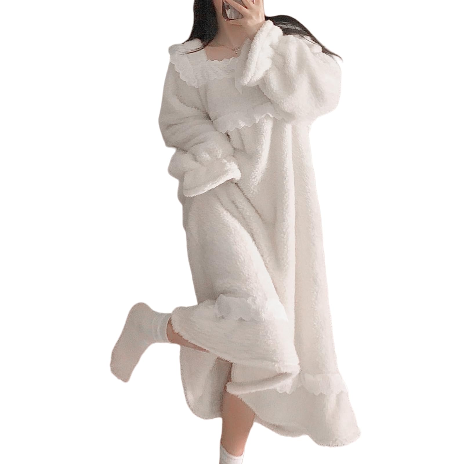 

DayaEmmoTQ Ночная сорочка Лента Миди Кружево Домашняя одежда Длинная Изысканная Расслабленная Милая Коралловый Подарок для и Зима Женская пижама, - Платье, Рукава, Комфорт, Посадка,