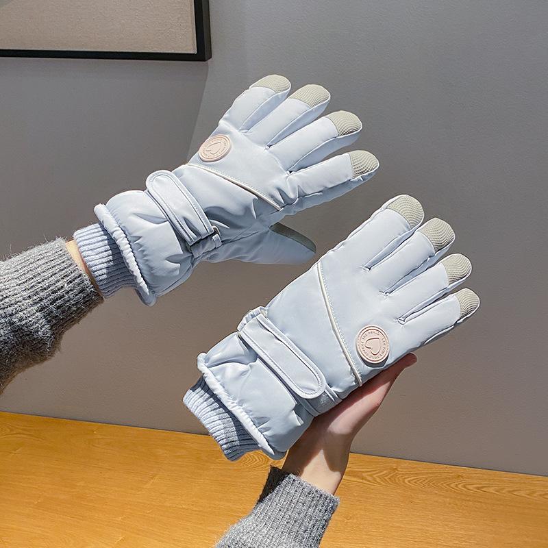 Cycling gloves winter women's warm thickened velvet anti-splashing water electric vehicle cold-proof ski gloves women