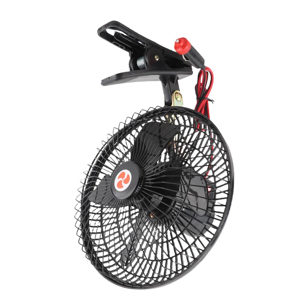 8in Car Cooling Fan Cigar Lighter Powered Black Quiet Metal Clip On Fan for Car Truck SUV RV Boat Bus DC24V