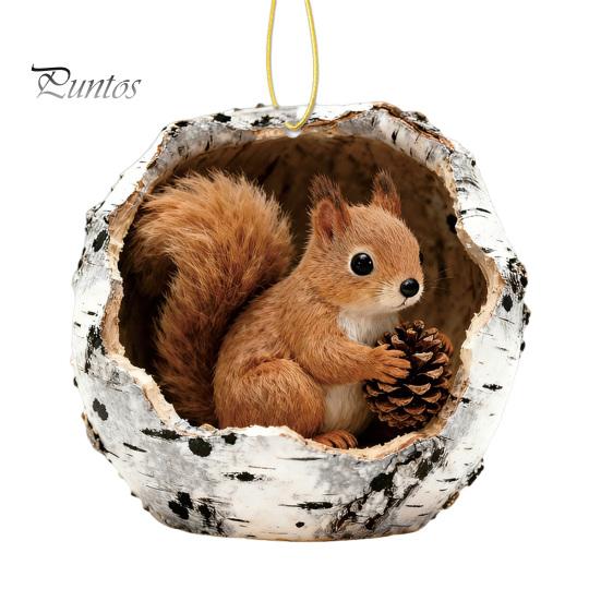 Festive Atmosphere Decorations Forest Animal Ornament, 2D Flat Woodland Acrylic Christmas Home Party Hanging Supplies Decoration for Tree, Holiday