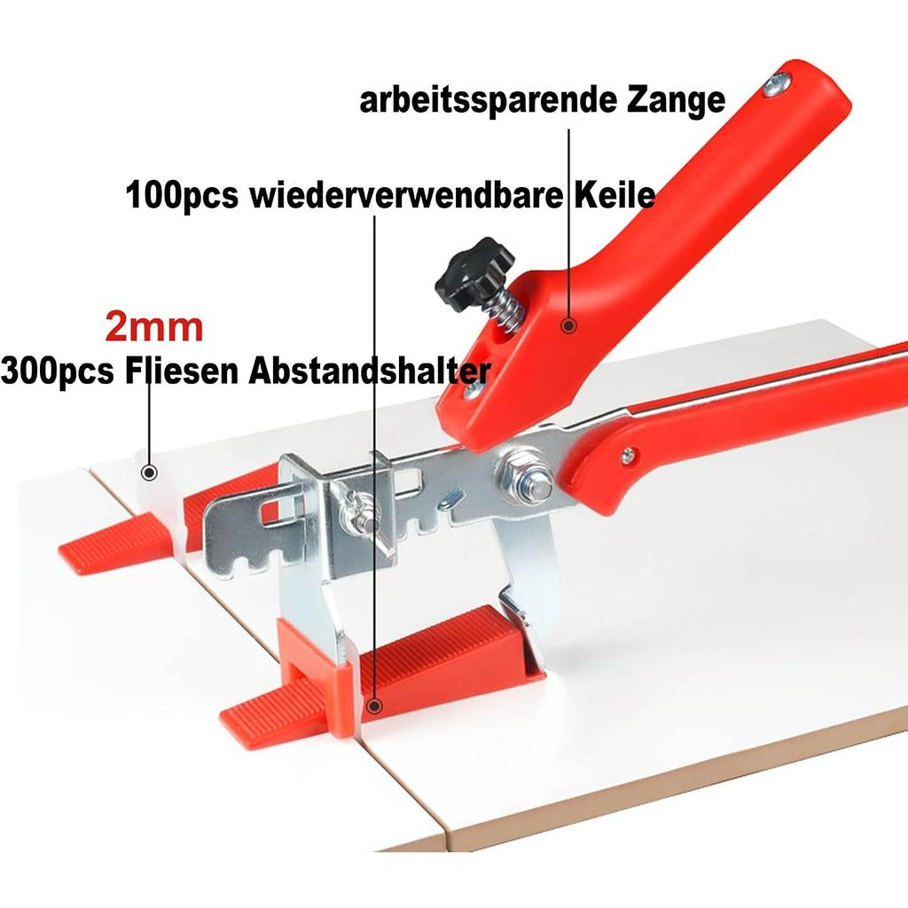 Tile Leveling System 2mm 300pcs Tile Level Wedge Spacer Plus 100pcs Reusable Wedges with a Tile Leveling Pliers