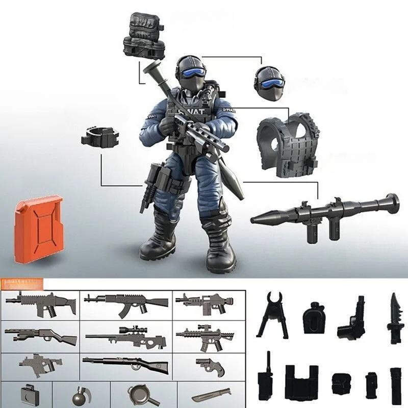 Special Forces Minifigures Weapons Boys Assemble Tank Military Building Blocks Toys