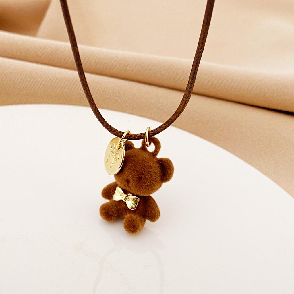 Adorable Brown Plush Bear Pendant Necklace Fashion Accessory for Kids Teens And Lovely Styles Trendy Women Ladies