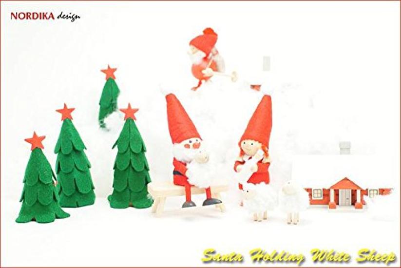 NORDIKA nisse Nordica Nisse Christmas Wooden Doll Holding a White Lamb (Santa / NRD120483)