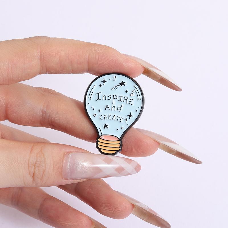 Glühbirnen Emaille Anstecknadeln Inspirieren und Kreieren Anstecknadeln Reversabzeichen Kleidung Kreative Idee Schmuck Geschenk für Freunde