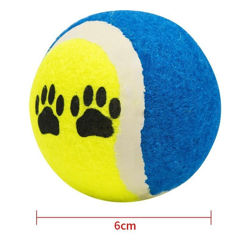 Pet tennis ball, dog and cat training chew ball, pet footprint ball, interactive educational dog toy, dog chew ball Tennis toy6cm-Random Colo