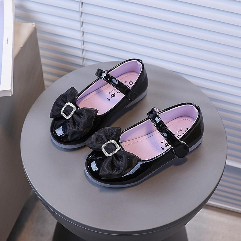 New Autumn Metal Bow Lady Style Elegant Toddler Shoes Fashion Casual Flats Baby Footwear