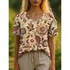 3D T-Shirt Flower Summer Women's T-Shirt Floral Pattern Bohemian Style Casual Short-Sleeved V-Neck Loose Women's Clothes