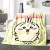1pc Chiikawa Blanket with Custom Name, Gift, for Men and Women, Soft Blanket, Good for Sofa Bed Couch Travel, Lightweight Flannel Blanket
