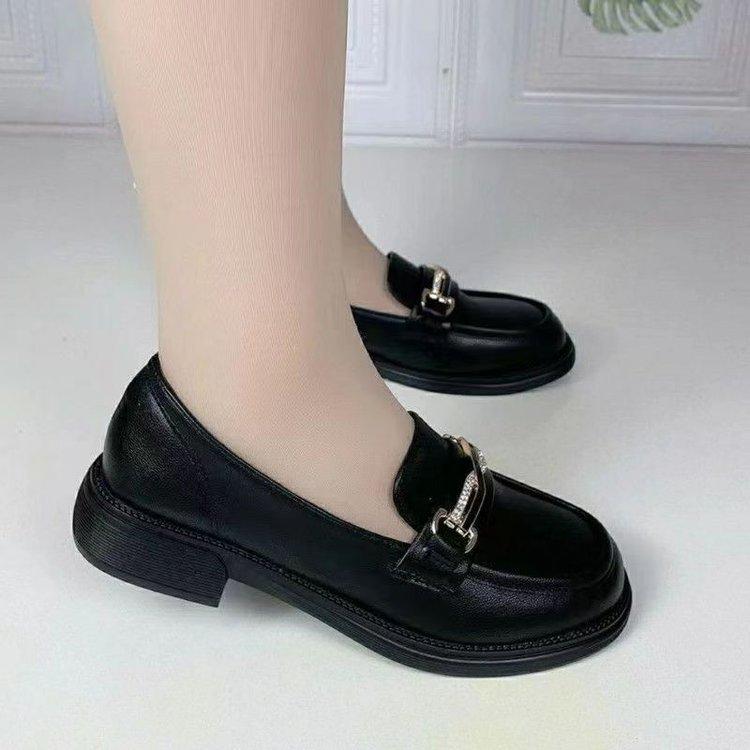 Popular Soft Leather Single Shoes Women's British Style Women's Leather Shoes Flat Casual Foreign Style Loafers Non-slip Middle-aged Mother Shoes