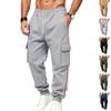 Winter Heavy Velvet Warm Sports Tooling Contrasting Color Webbing Loose Casual Sweatpants Men