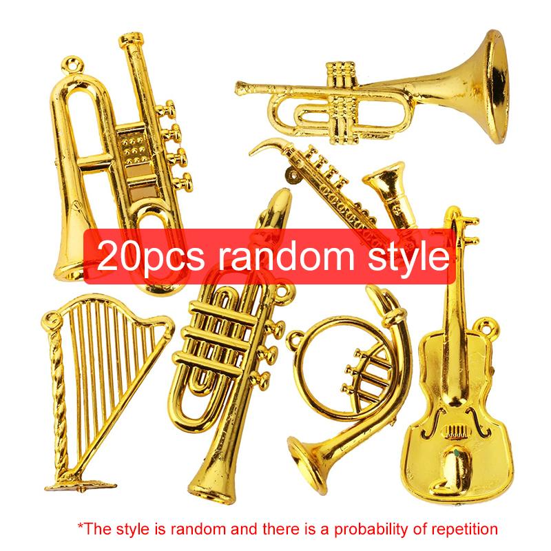 10/20pcs Mini Golden Musical Instrument Ornaments Desktop Ornament Decoration Miniature Creative Mini Decorative Crafts TMZ
