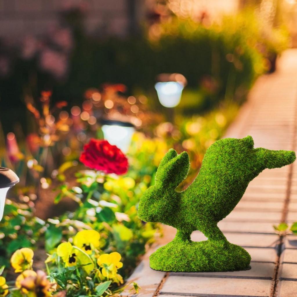 Buy 1PC Flocked Rabbit Easter Decor Resin Garden Bunny Statue Easter ...