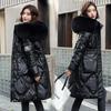 Women's Korean-Style Oversized Fur Collar Down Jacket - Thick Loose Mid-Length White Duck Down for Winter